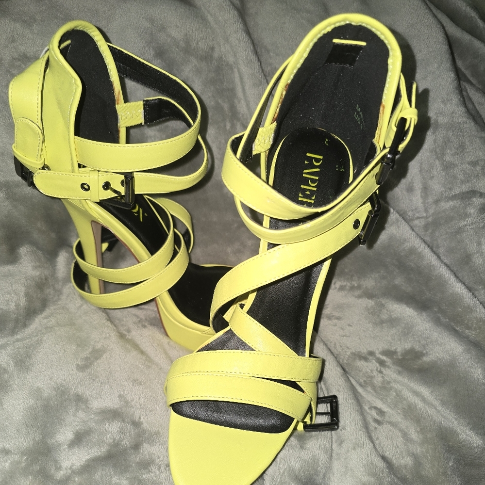 Highlighter Yellow Stilleto Heels Nwt